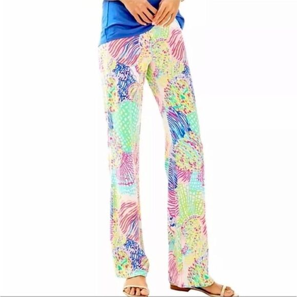 Lilly Pulitzer Georgia May Palazzo Pants in Roar of the Seas Print Multi Size M - Picture 2 of 9